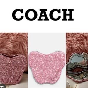 COACH-Glitter Butterfly 🦋 Double Sided Mirror (Blossom 🌸 Pink )